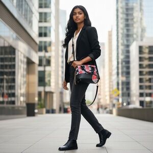 Luv Betsey satchel Black & Red Handbag crossbody w/chain & leather strap